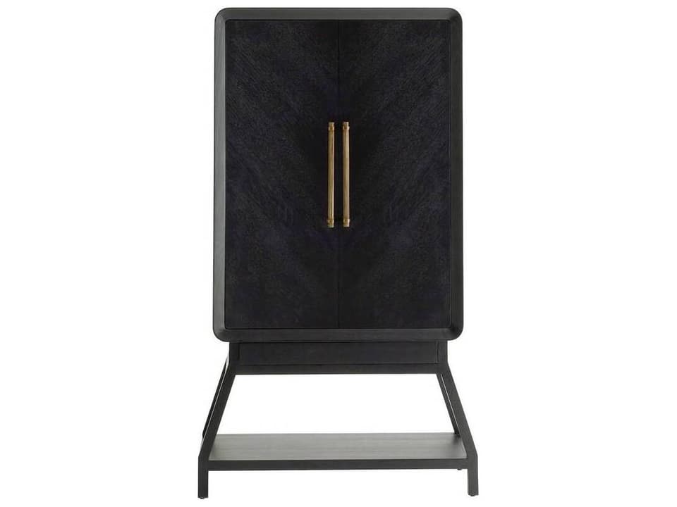 Cantu Oak Wood Bar Cabinet in Ebony Finish