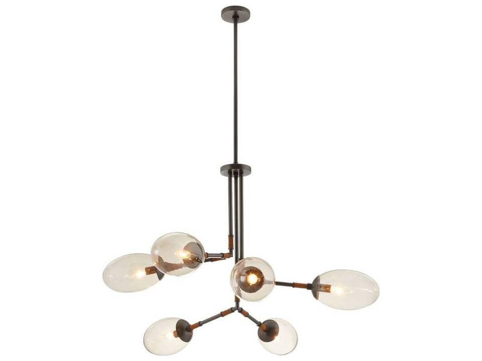 Falcon 6-Light Chandelier with Smoke Glass and English Bronze Finish