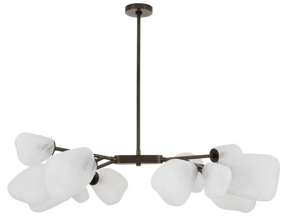 12-Light Grozny Chandelier in English Bronze with Frosted Glass