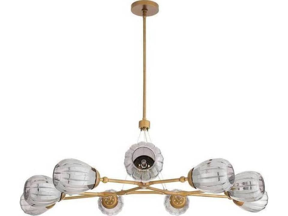 9-Light Smyth Round Chandelier in Smoke Luster and Antique Brass
