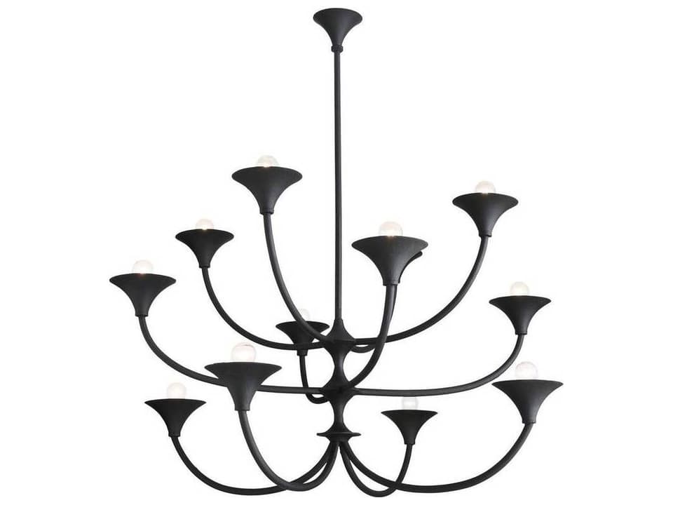 Larkin 12-Light Chandelier in Black Gesso