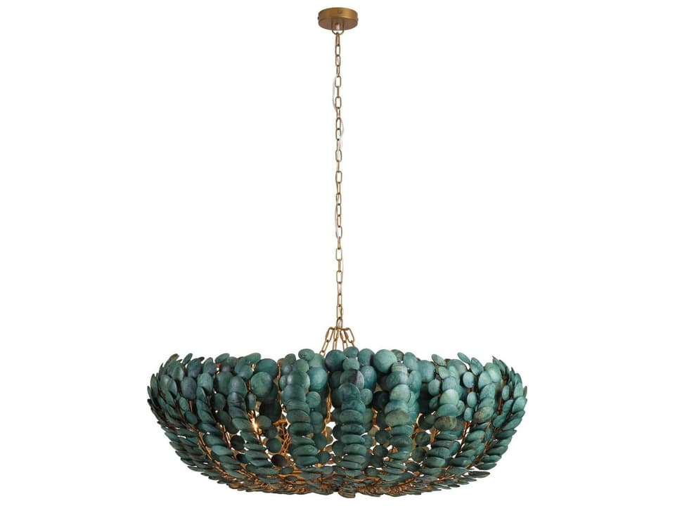 Blue Gold Green Bowl Round Chandelier