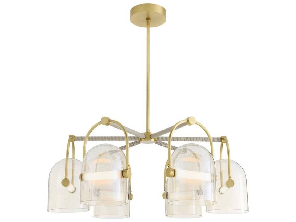 Marco 6-Light Chandelier Smoke Seeded Glass Antique Brass