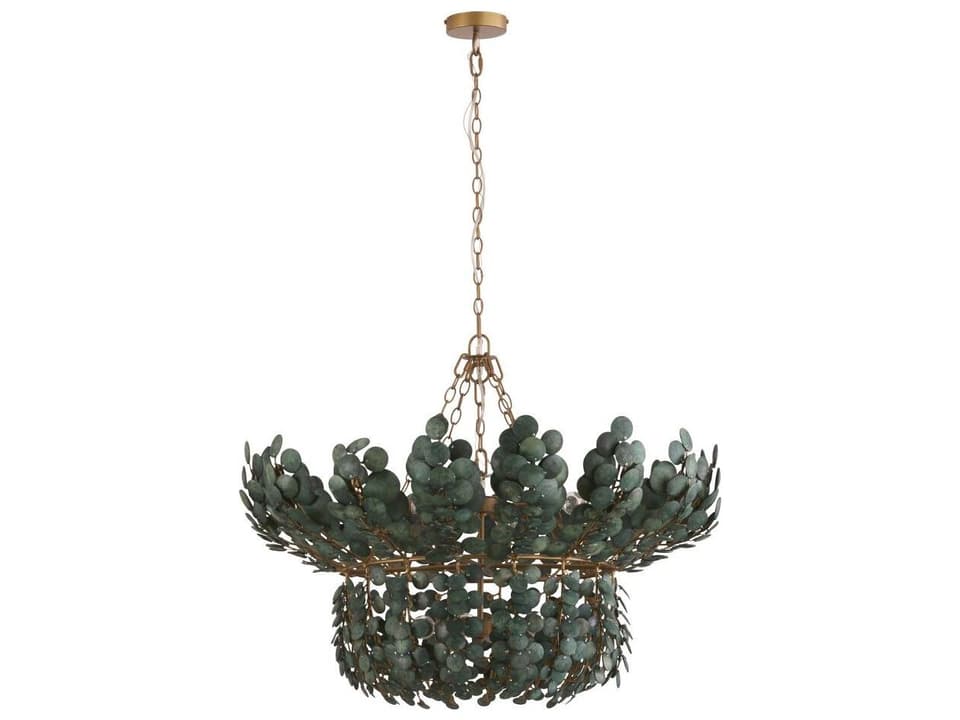 Arteriors 8-Light Bilal Chandelier Eucalyptus Coconut Shell with Antique Brass