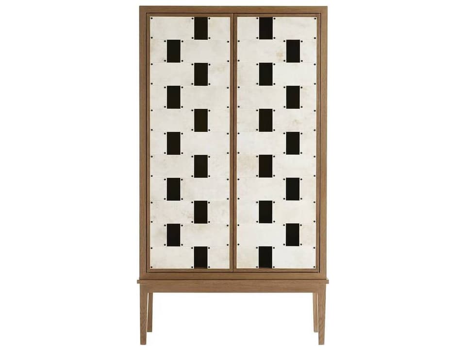 Salotto Oak Wood Golden Bar Cabinet