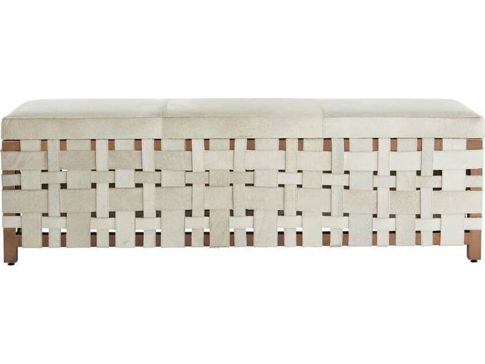 Elis Bench White Hide Rose Gold