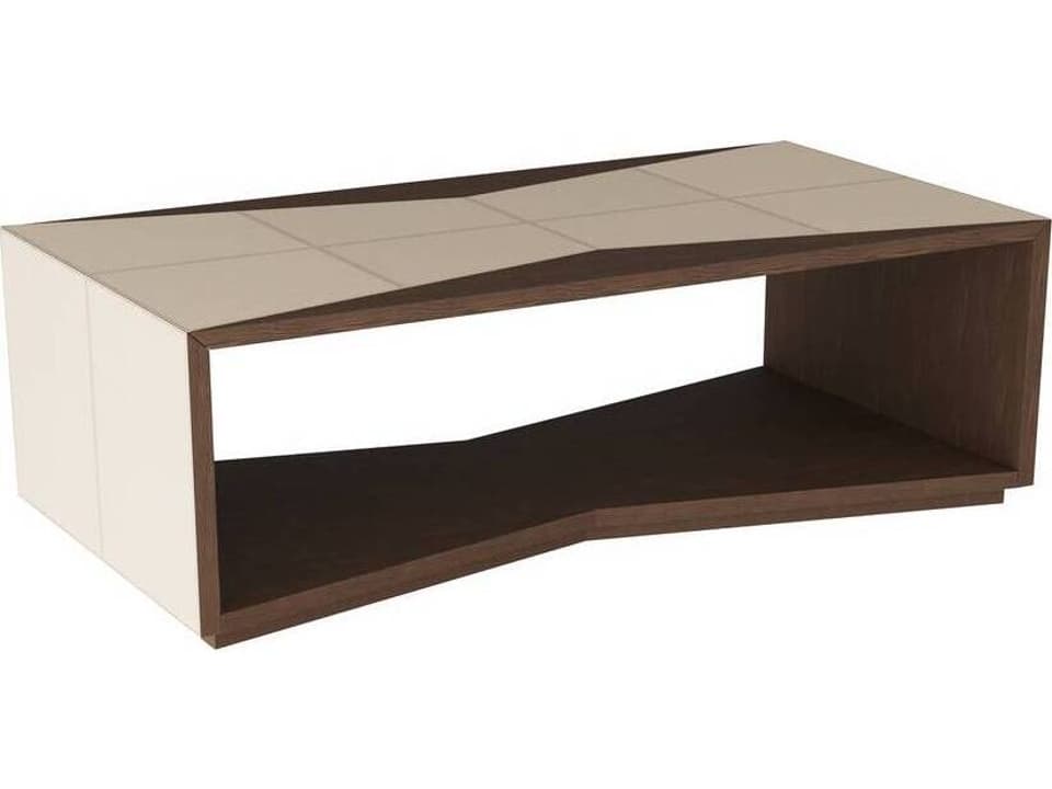 Yuki Cocktail Table Walnut and Cream Leather