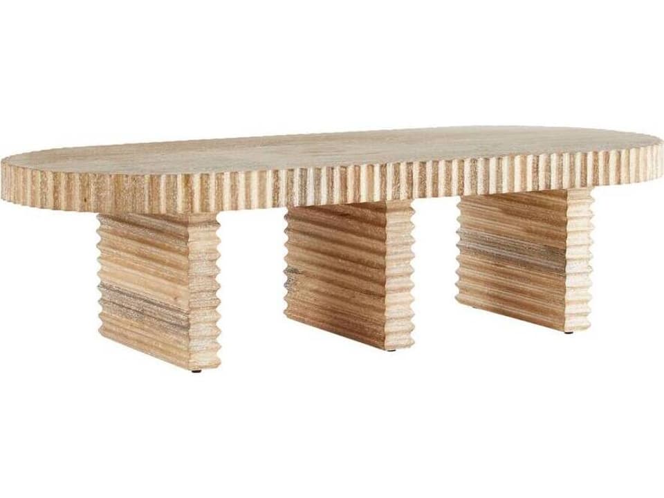 Oval Wood Limed Wash Coffee Table
