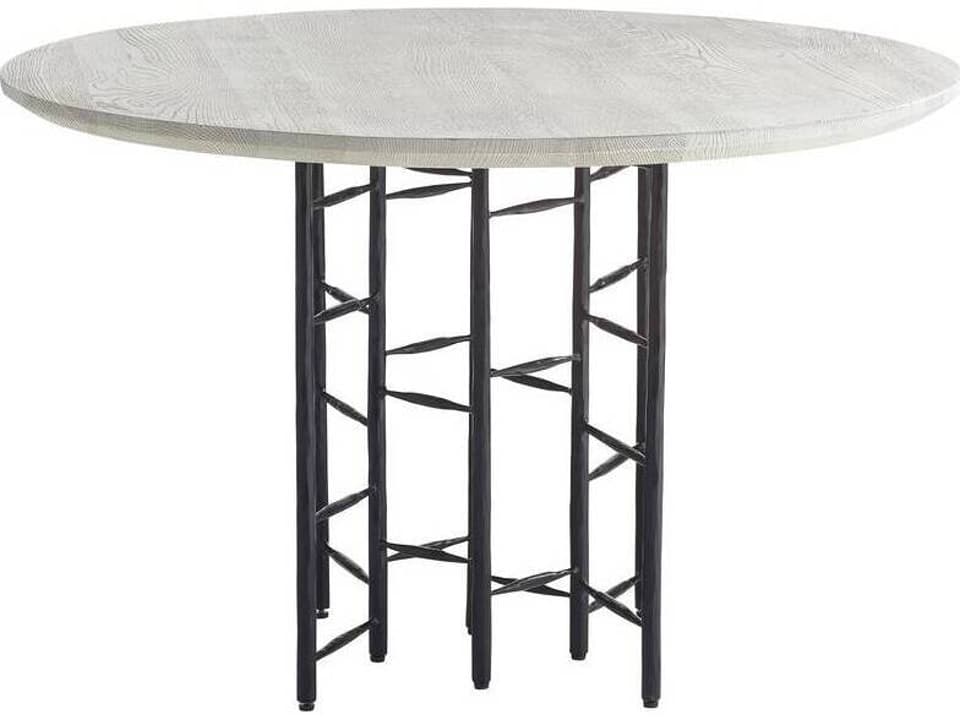 Enito Round Marble Smoke Blackened Iron Dining Table