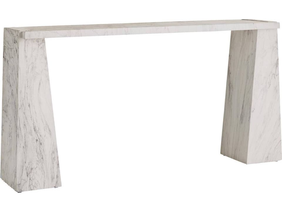 Rectangular Faux Marble White Console Table
