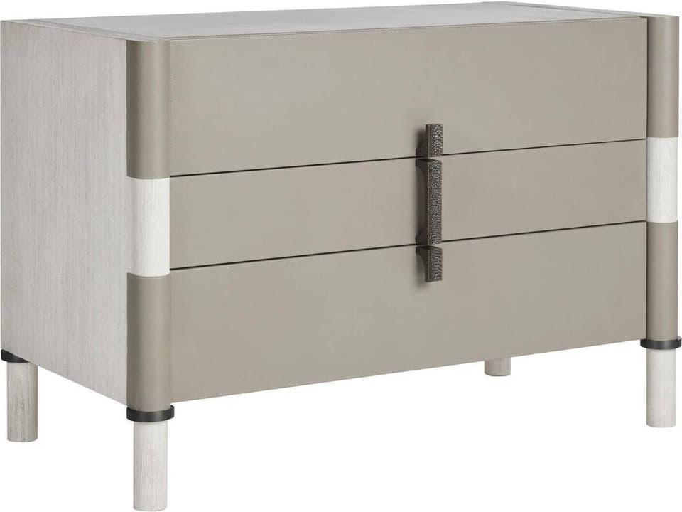 Rectangular Faux Leather Gray End Table
