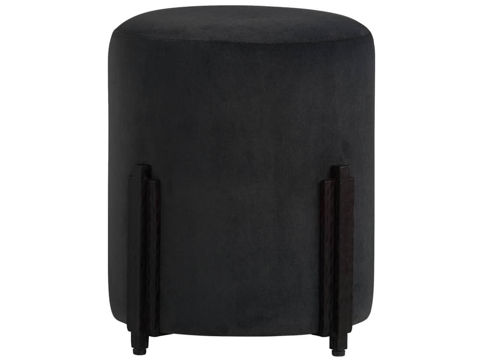 Gray Black Upholstered Accent Stool