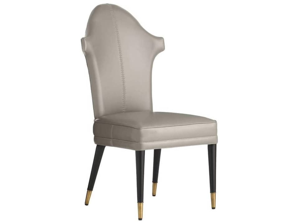 Beech Wood Gray Leather Armless Dining Chair