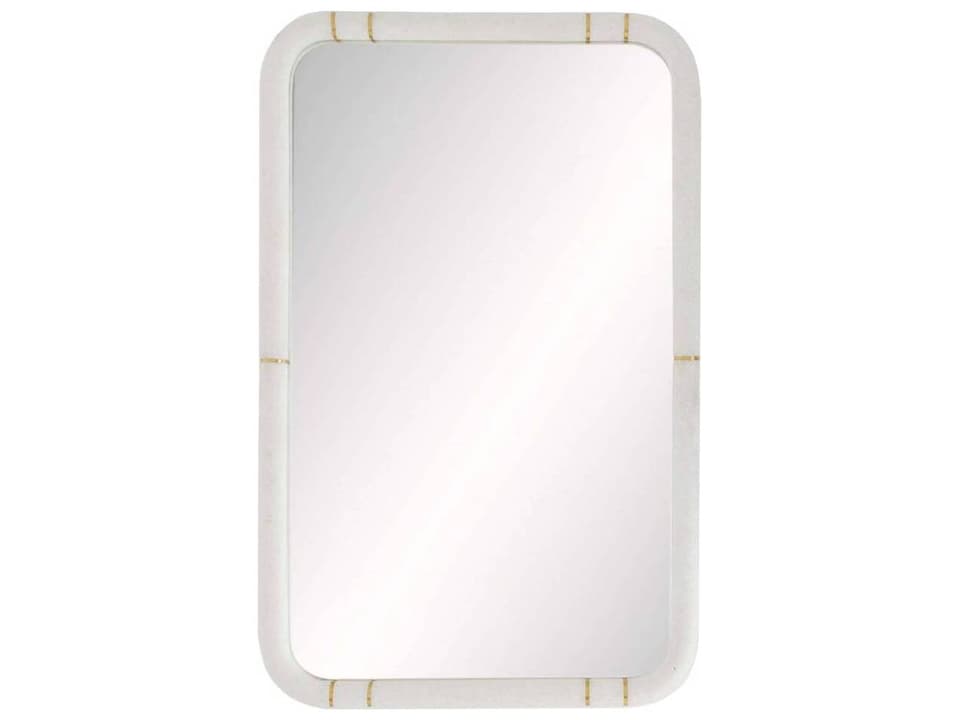 Arteriors Trevino Mirror Ivory Ricestone Antique Brass Inlay