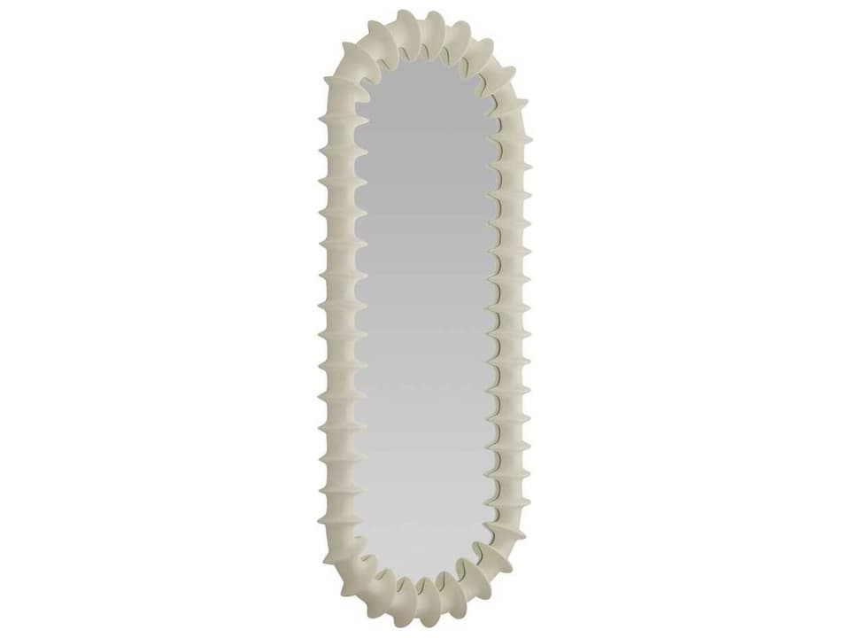 Gilcrest Oval Floor Mirror in Matte Ivory Resin