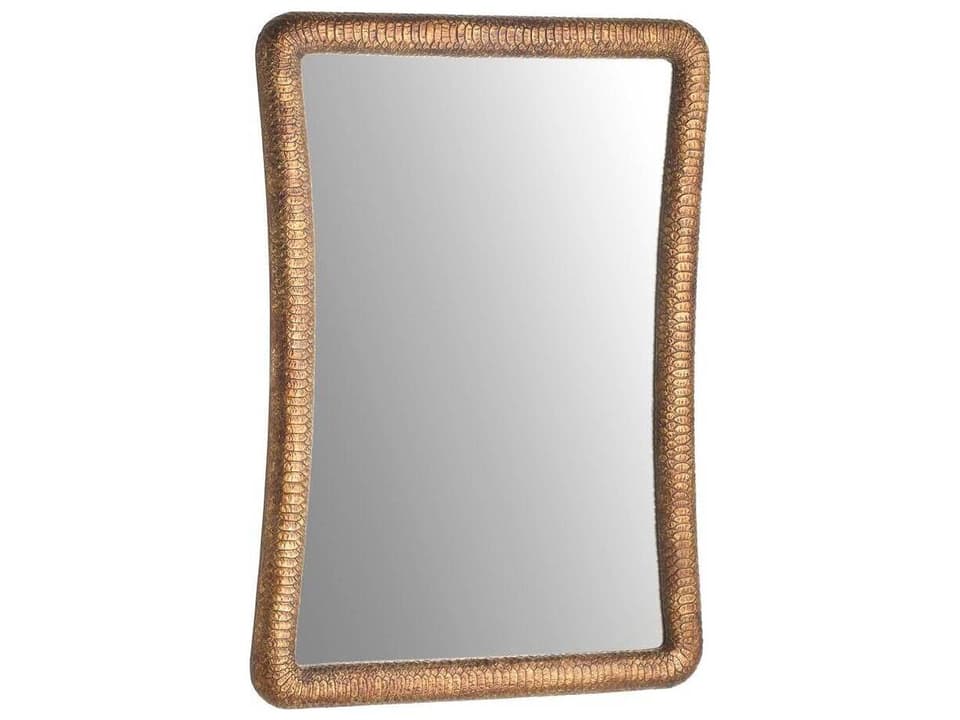 Malakai Rectangular Wall Mirror in Antiqued Gold Leaf Finish