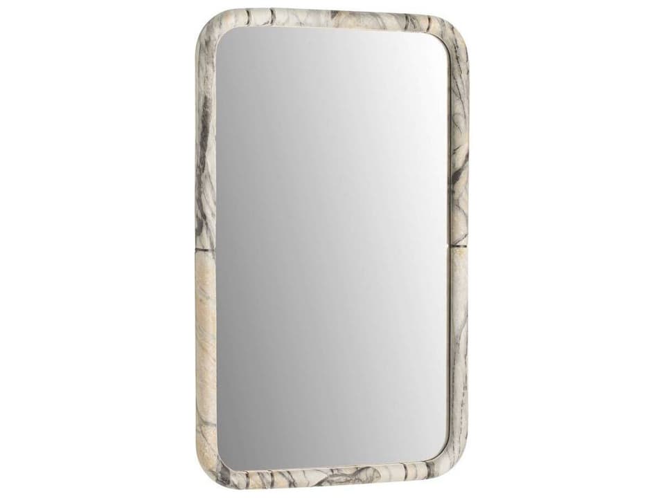 Trevino Rectangular Wall Mirror with Gray Flower Resin Frame