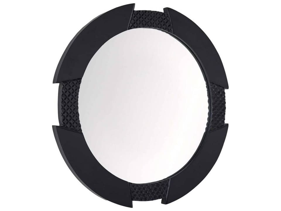 Tanja Round Wall Mirror in Ebony Mango Wood
