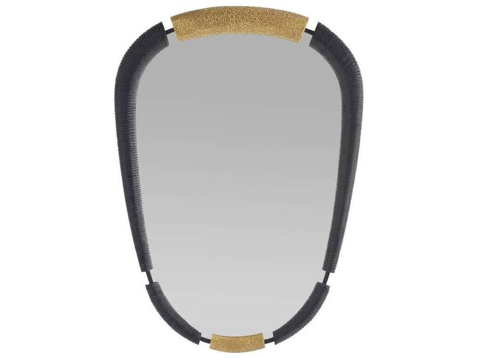 Hitchcock Teardrop Wall Mirror Ebony Mango Wood Antique Brass