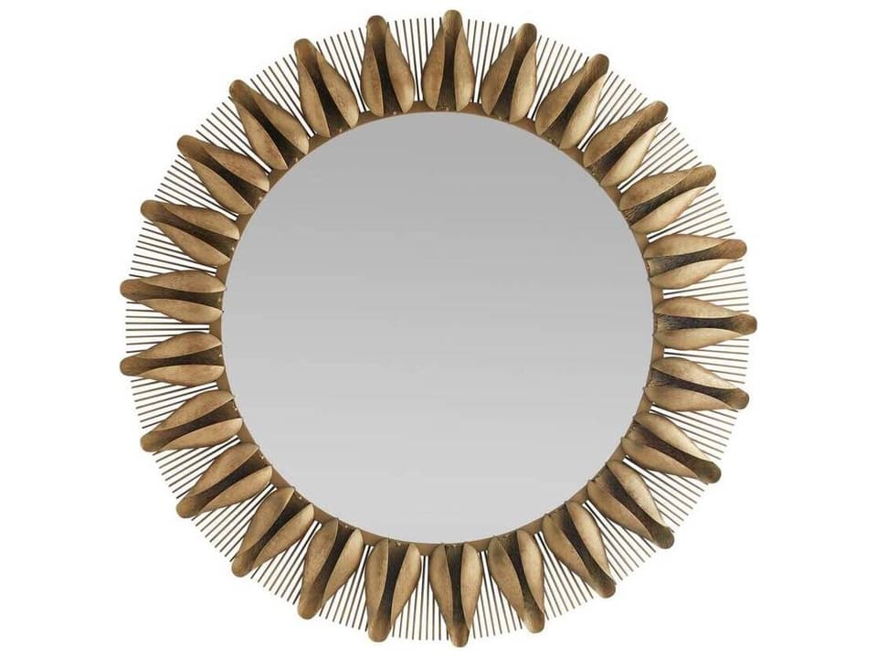 Goldie Round Wall Mirror in Antique Brass