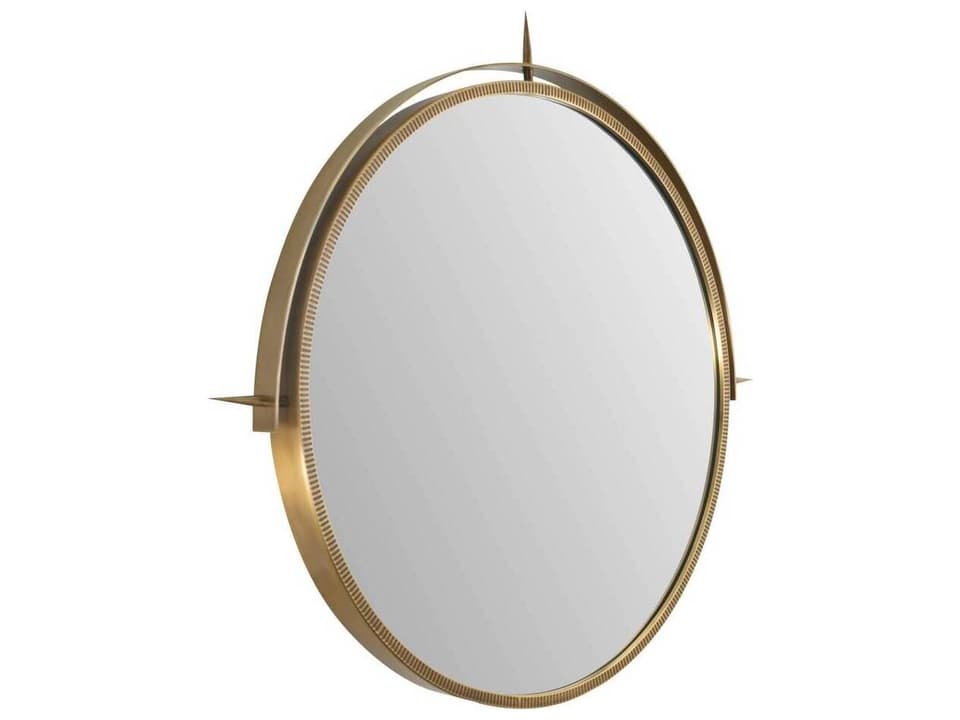 Nixon Round Wall Mirror with Unique Neo-Classical Antique Brass Frame