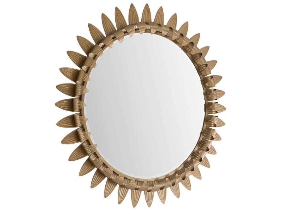Analise Antique Brass Round Wall Mirror Sunburst