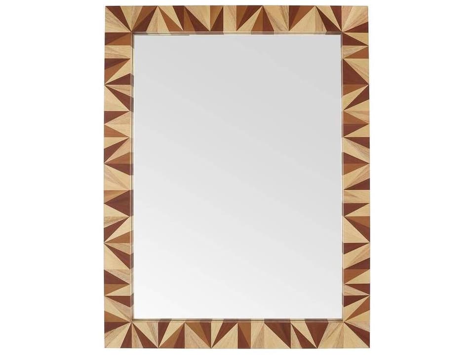 Calico Rectangle Wall Mirror Blonde Straw Marquetry