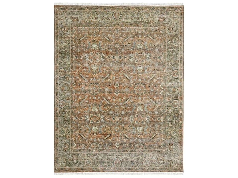 Milano Hand-Knotted Handspun Afghan Wool Area Rug in Amber Sage