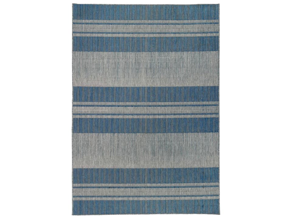 Maryland Blue Ivory Striped Indoor Outdoor Area Rug