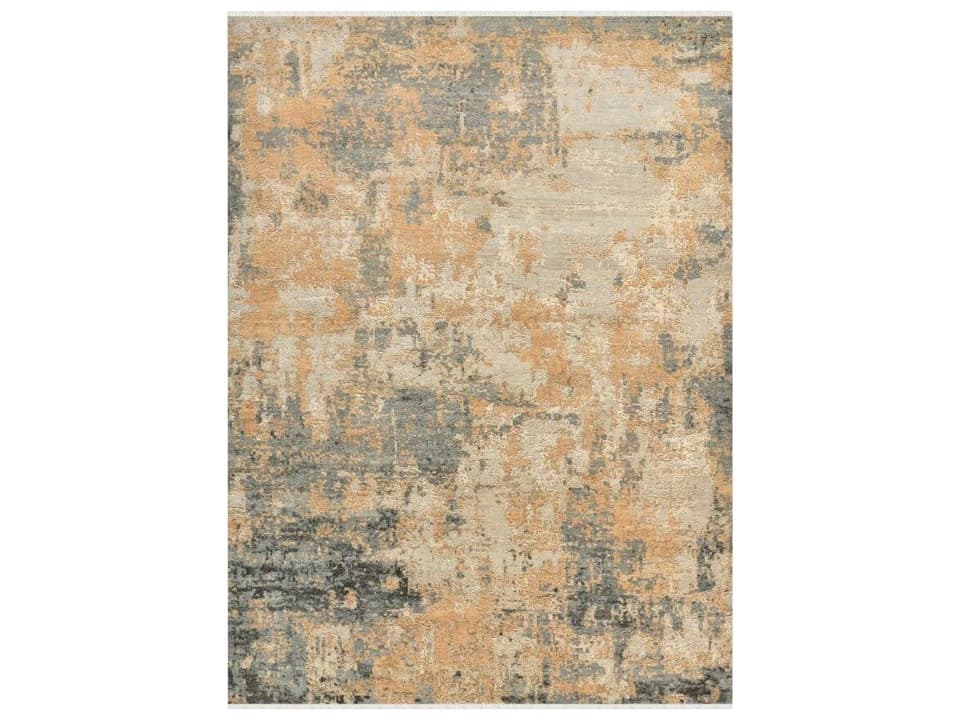 Mystique Hand-Knotted Abstract New Zealand Wool and Silk Area Rug in Storm