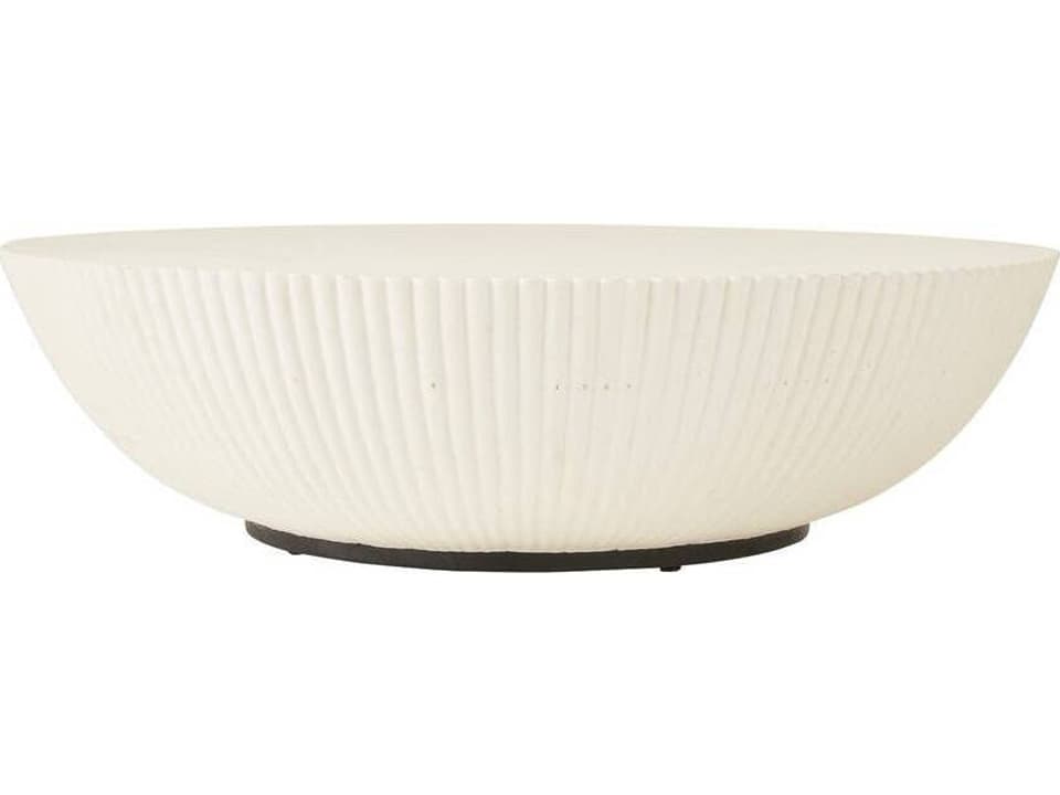 Etta 48-Inch Round Concrete Coffee Table with Blackened Bronze Base