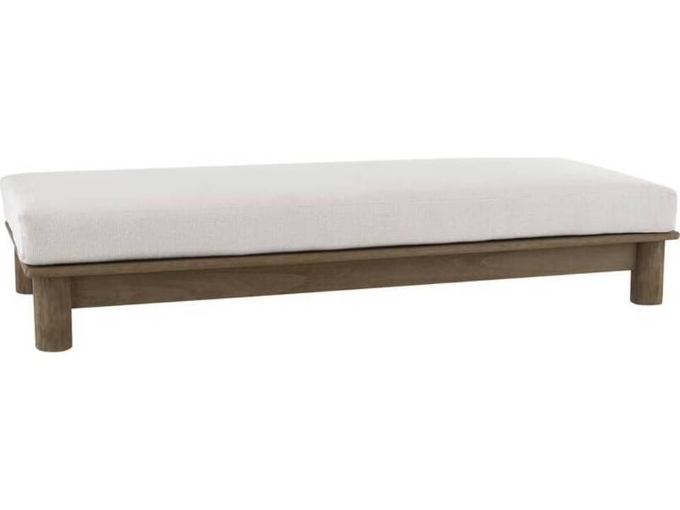 Caldwell 78-Inch Teak Cushion Ottoman with Shale Outdoor Texture