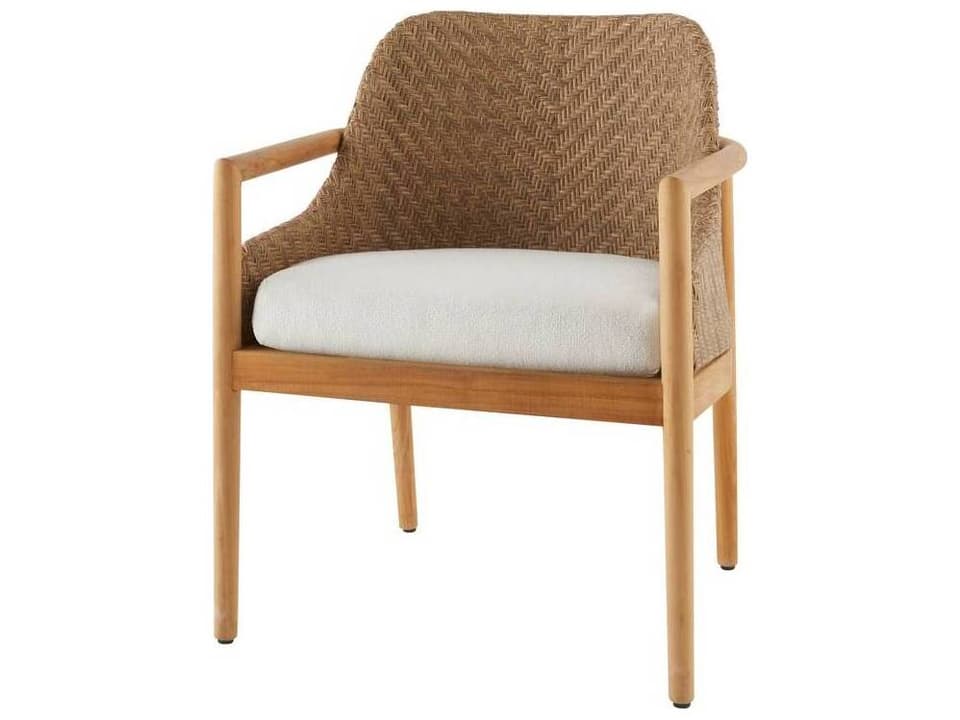 Chilton Natural Teak Dining Armchair with Pearl Outdoor Cushion