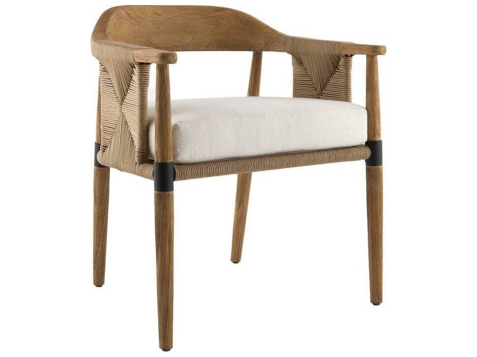 Estes Teak Cushion Dining Chair with Pearl Boucle