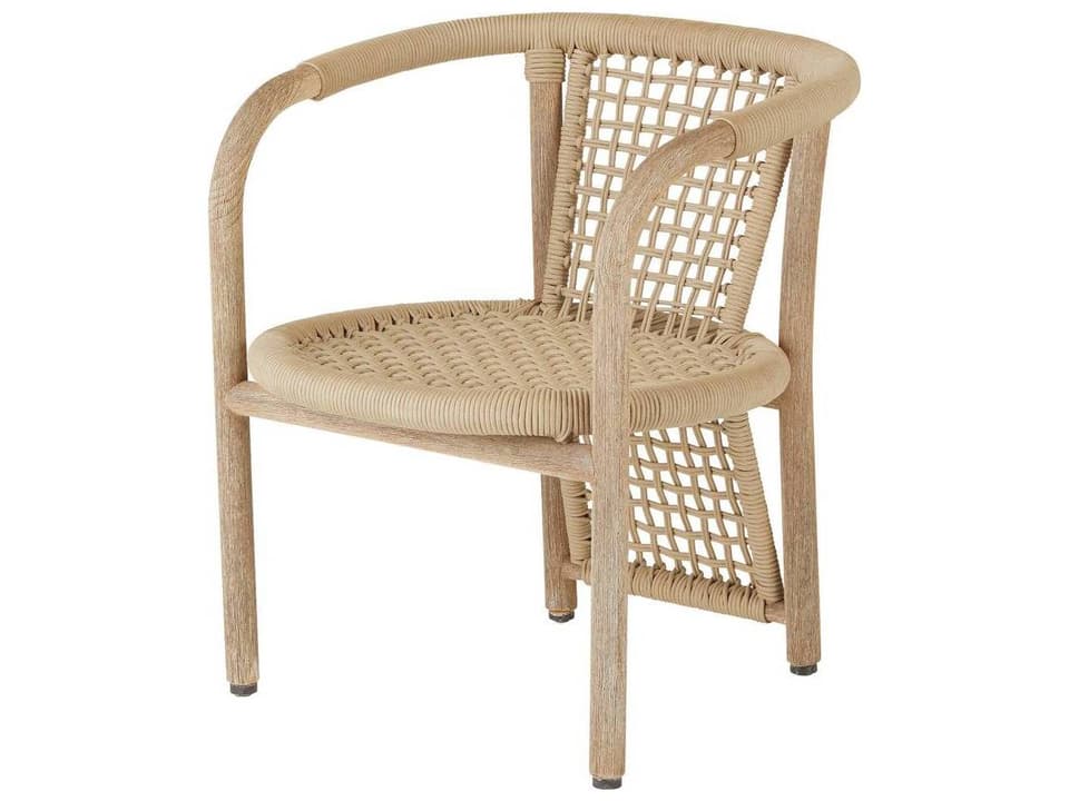 Chapman Outdoor Dining Armchair with Willow Teak Wood and Synthetic Rope