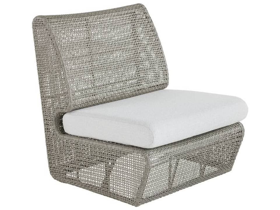 Dupont Weathered Gray Wicker Lounge Chair With Porpoise Cushion
