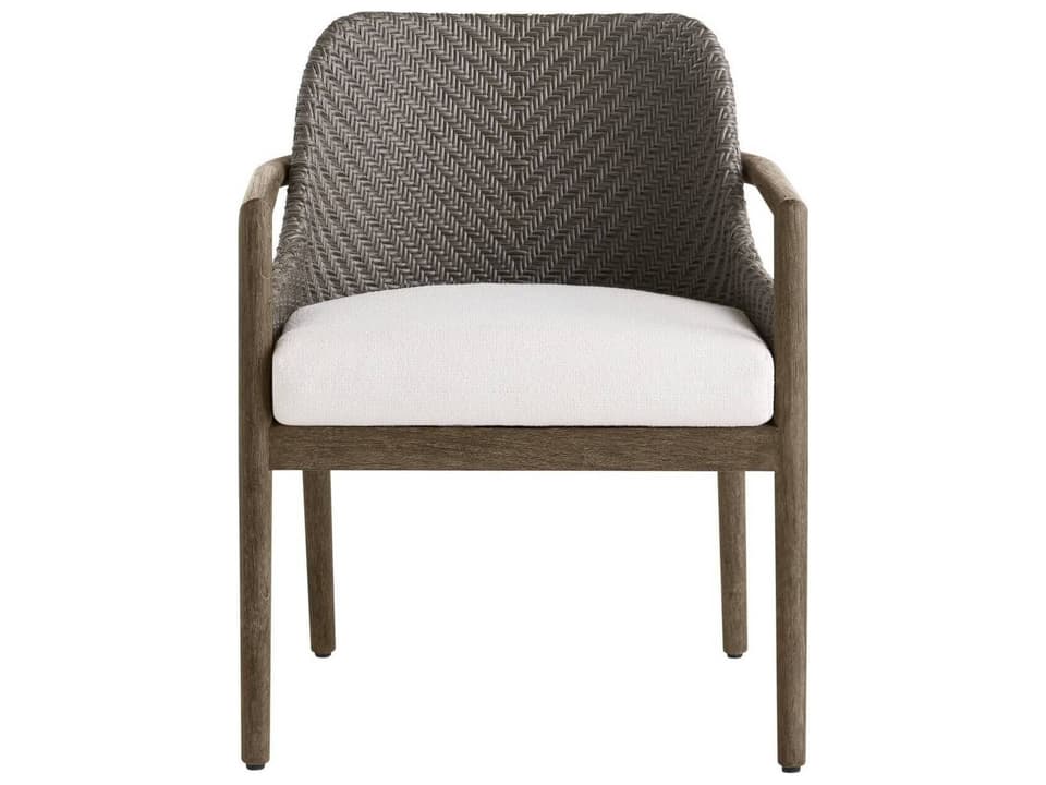 White Gray Wicker Cushion Dining Chair