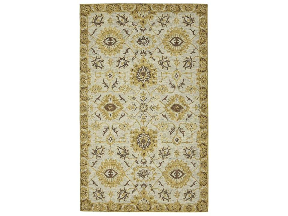 Romania Collection Hand-Hooked Wool Area Rug in Gold