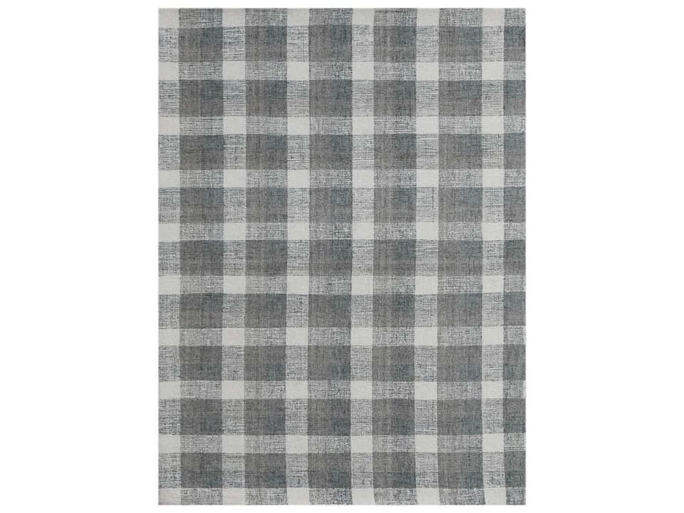 Tartan Plaid Hand-Tufted Wool Area Rug in Dark Gray