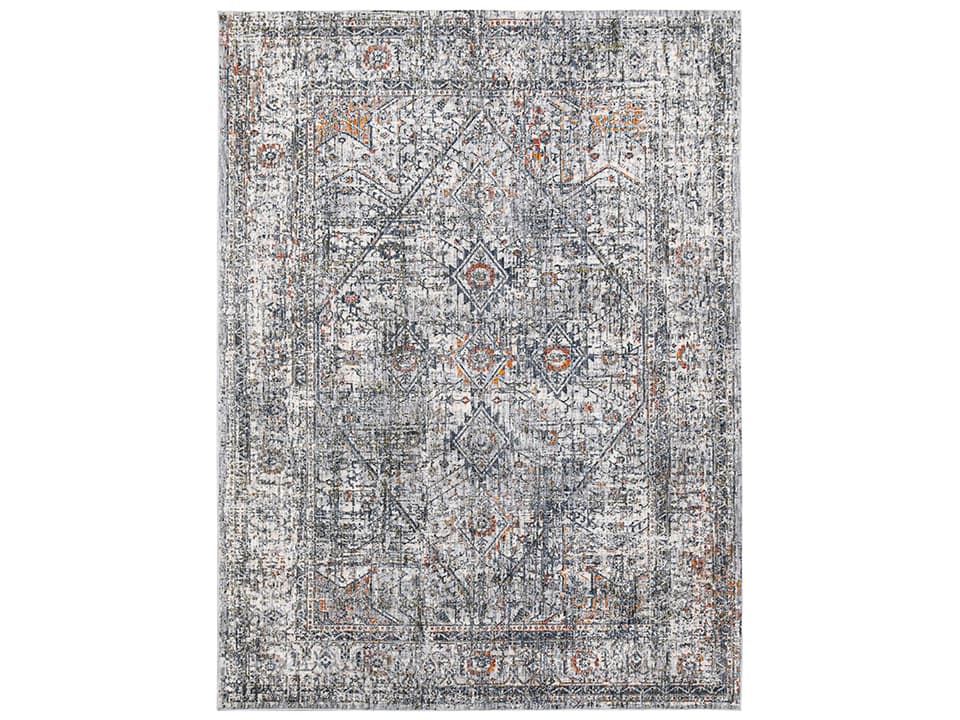 Vermont Collection Area Rug Gray Ivory Power Loomed