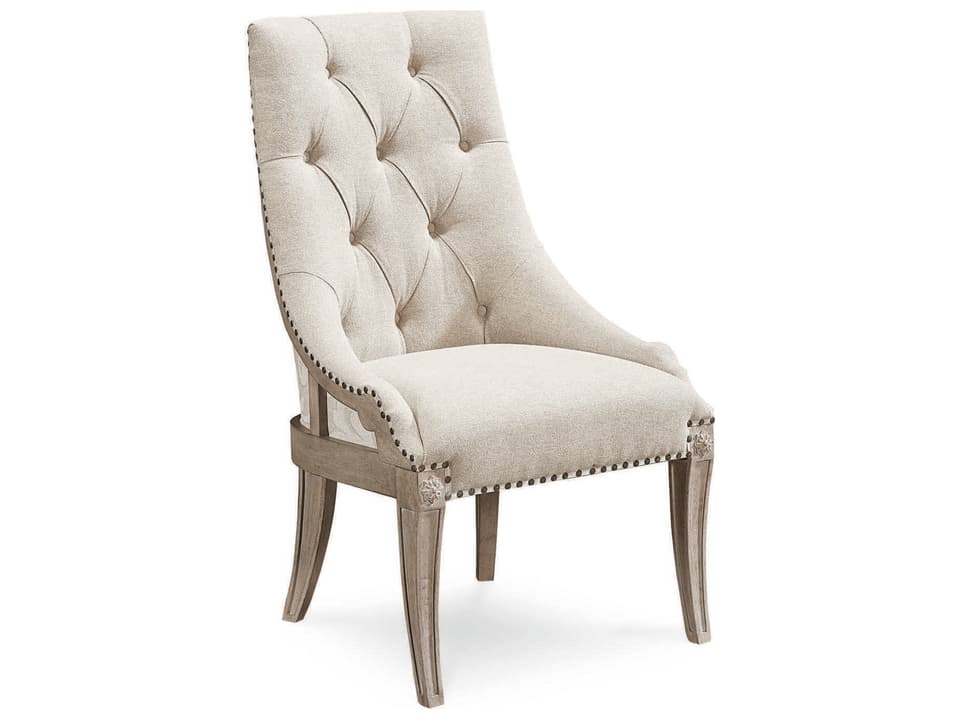 Arch Salvage Reeves Upholstered Dining Armchair in Parch with Nailhead Trim