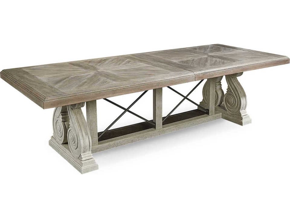 Arch Salvage Pearce Rectangle Extendable Dining Table in Parchment