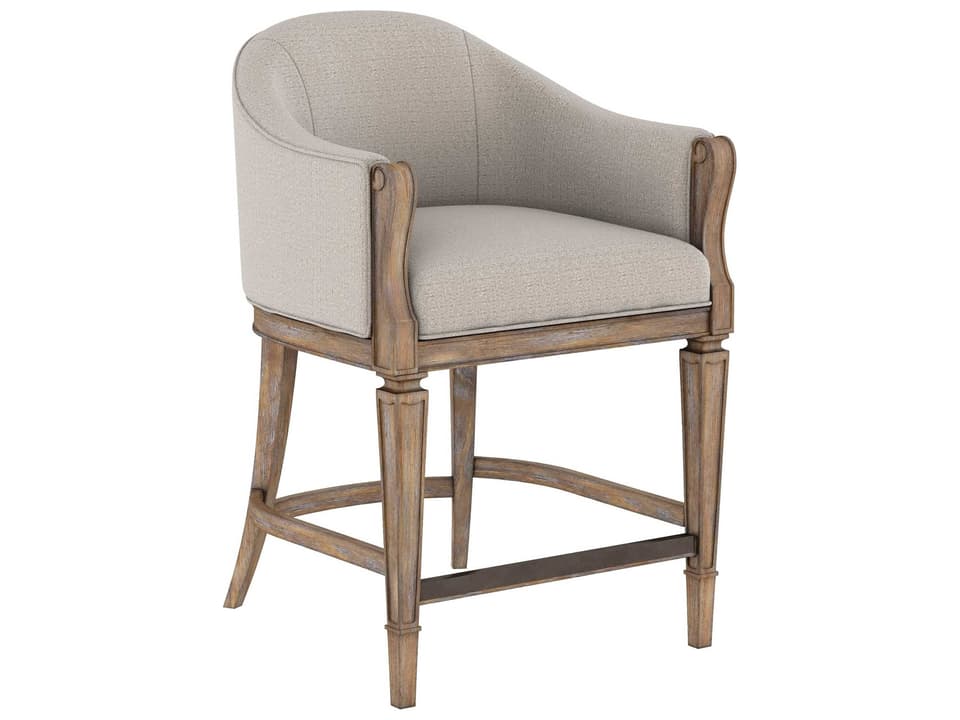 Architrave Upholstered Counter Stool in Almond with Fabric Seat