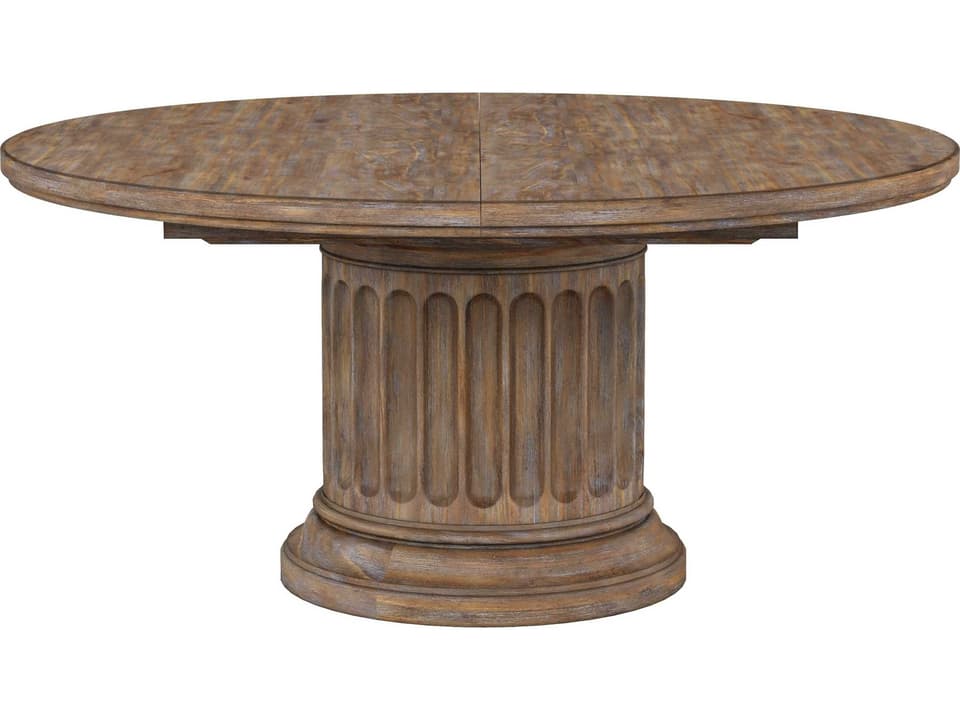 Architrave 64-84 Inch Round Extendable Dining Table in Almond