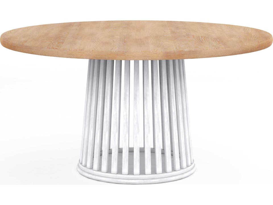 Post 60-Inch Round Dining Table in Chestnut and White