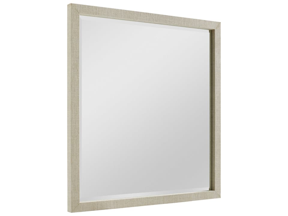 Cotiere Landscape Mirror in Linen Fabric with Beveled Edge