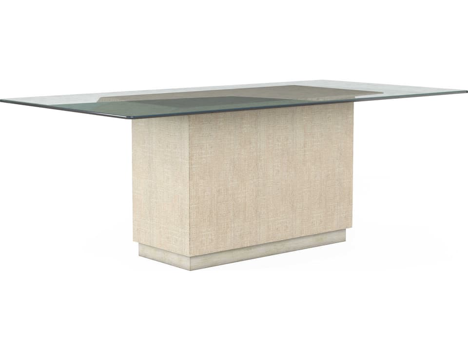 Cotiere Rectangular 82-Inch Dining Table with Glass Top and Linen Base