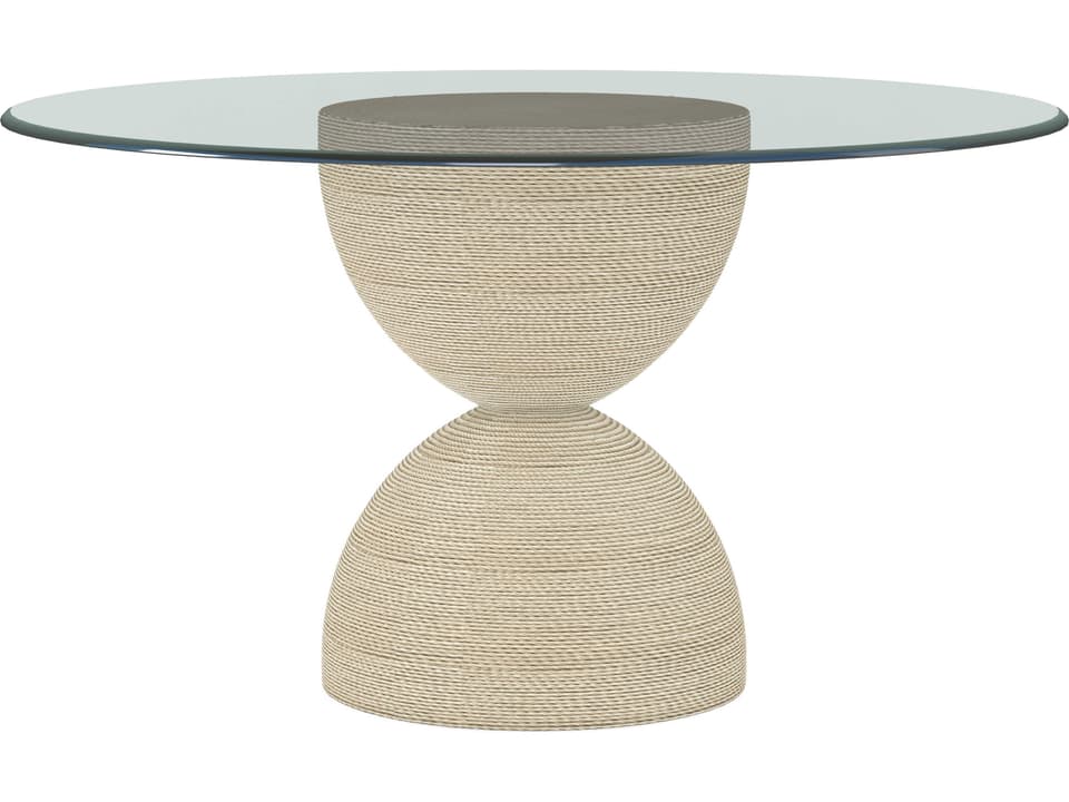 Cotiere 54 Inch Round Dining Table with Glass Top and Danish Cord Base