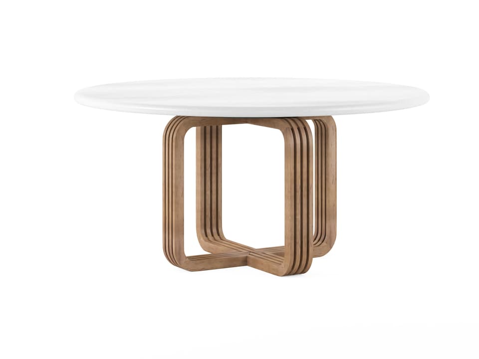 Portico 60-Inch Round Dining Table in Sienna and White Plaster