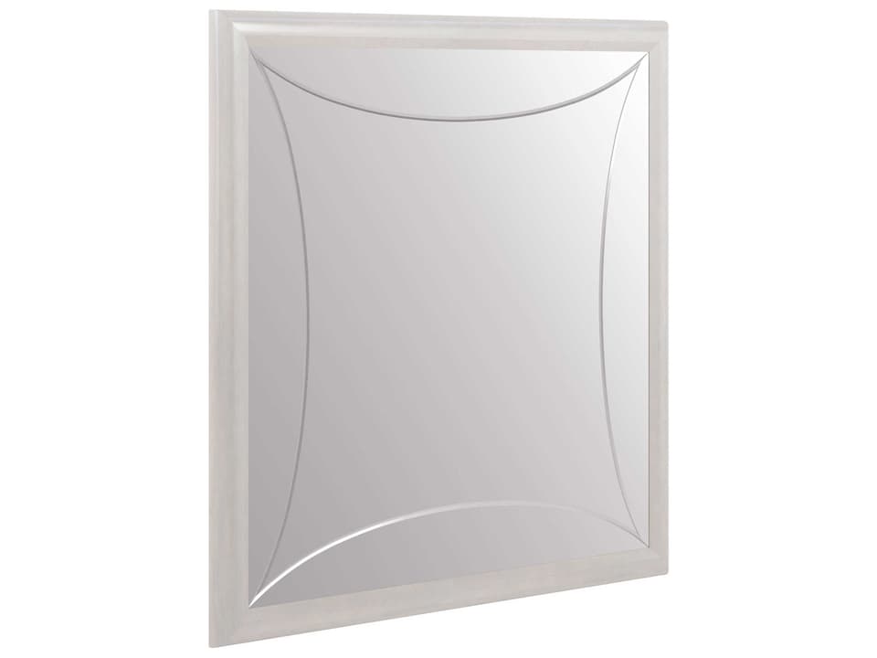 Mezzanine Square Mirror in Dove Gray with Etched Curves
